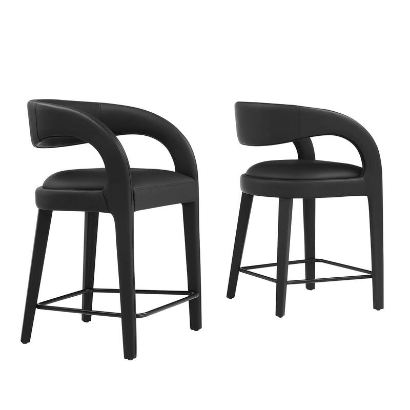 Pinnacle Vegan Leather Counter Stool Set of Two - Black