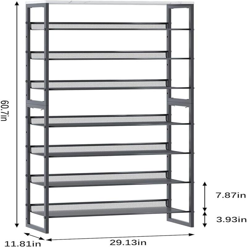 Shoe Rack 8 Tiers Shoe Storage Organize - 11.8"D x 29"W x 60.7"H