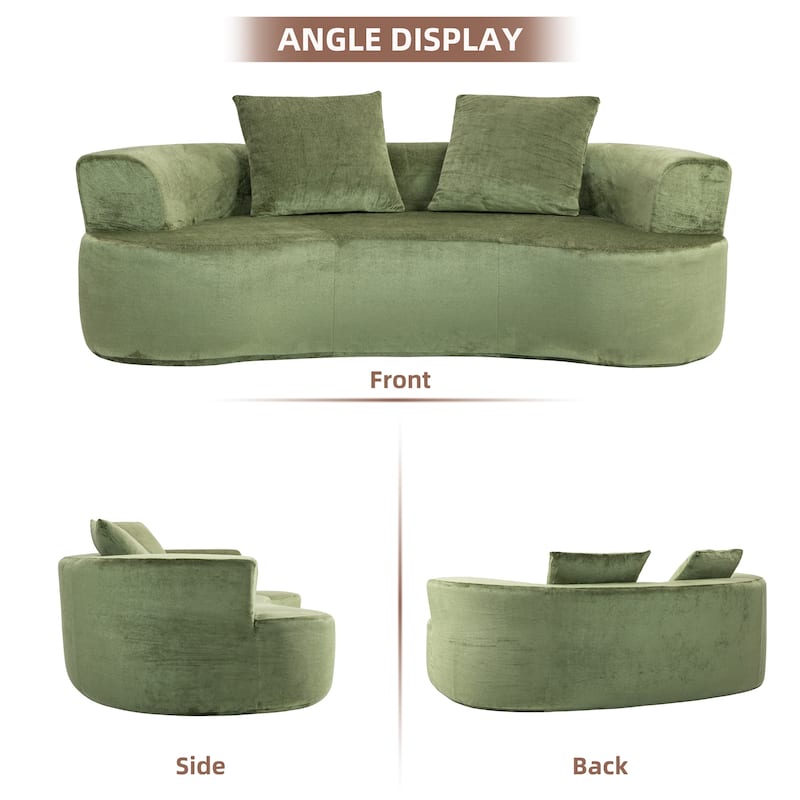 XINMICS 78.74'' Modern Sectional Sofa, 2-Seater Chenille Sofa with 2 Pillows, U-Shape Foam Sofa No Assembly Required