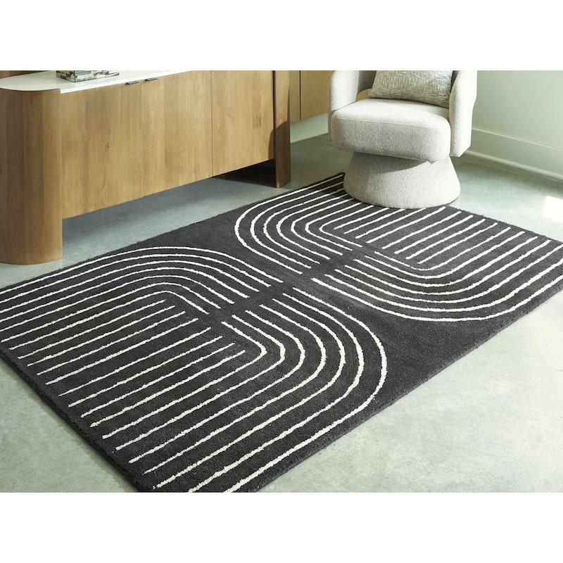 Signature Design by Ashley Eldonmore Black/White Area Rug - 60" W x 84" D x 0.31" H