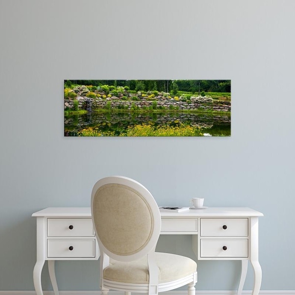 Easy Art Prints Panoramic Images's 'Rocks and plants in Rock Garden, Knowlton, Quebec, Canada' Premium Canvas Art