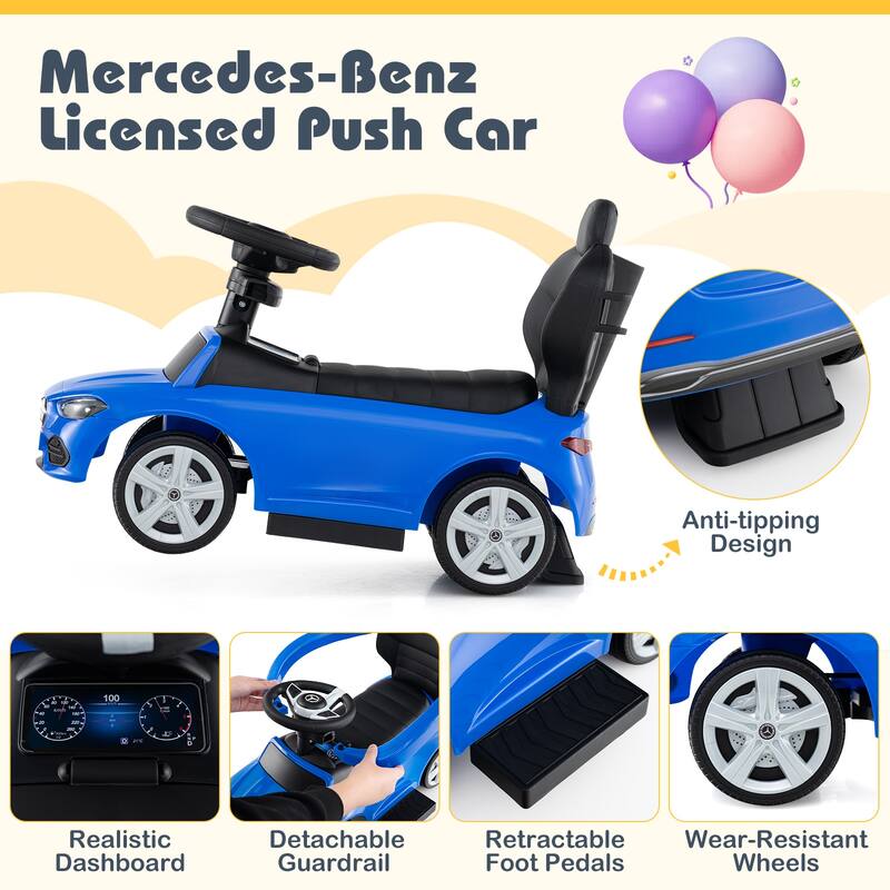 Costway Kids Ride on Push Car Mercedes-Benz Licensed 3-in-1 Sliding
