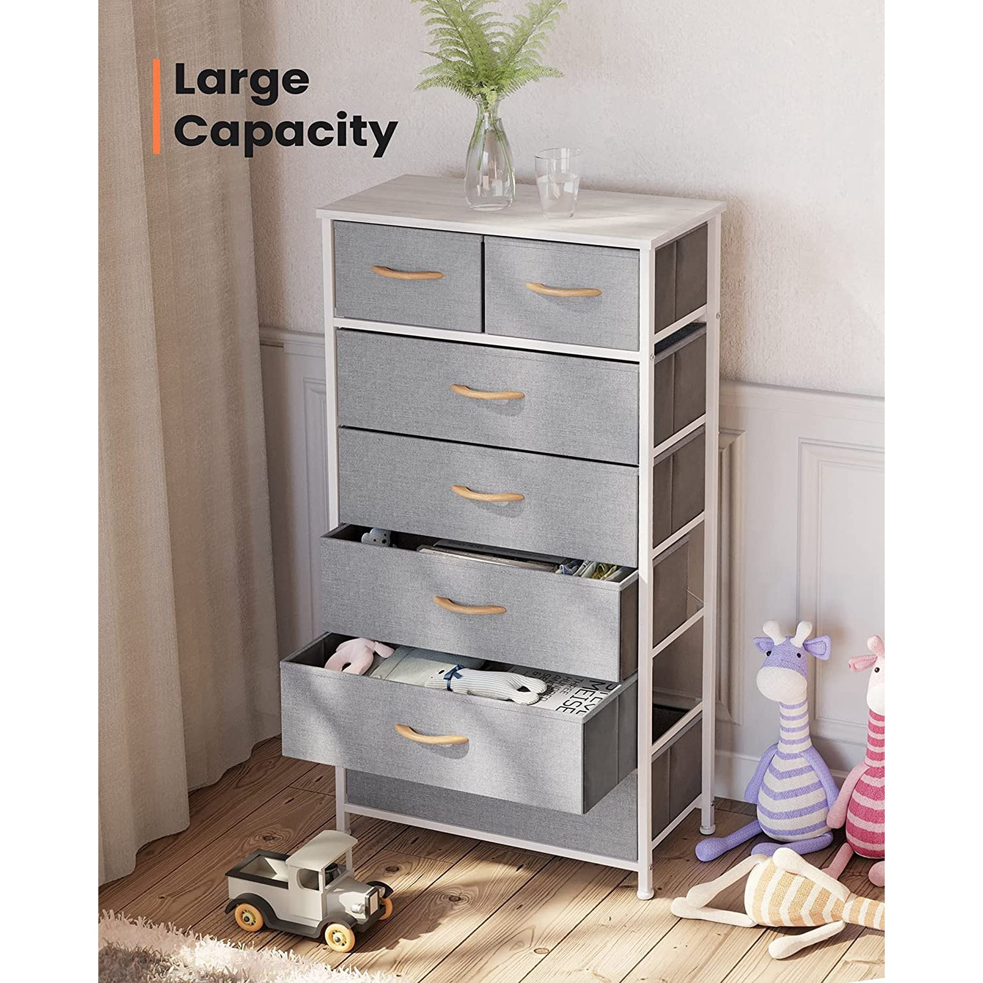 Tall Dresser for Bedroom, Vertical Storage Organizer Tower with 7