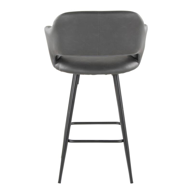 Porch & Den Vallen 26" Fixed-Height Faux Leather Counter Stool with Metal Legs & Square Footrest (Set of 2)