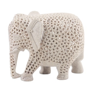 Novica Handmade Expecting Elephant Soapstone Sculpture - Bed Bath ...