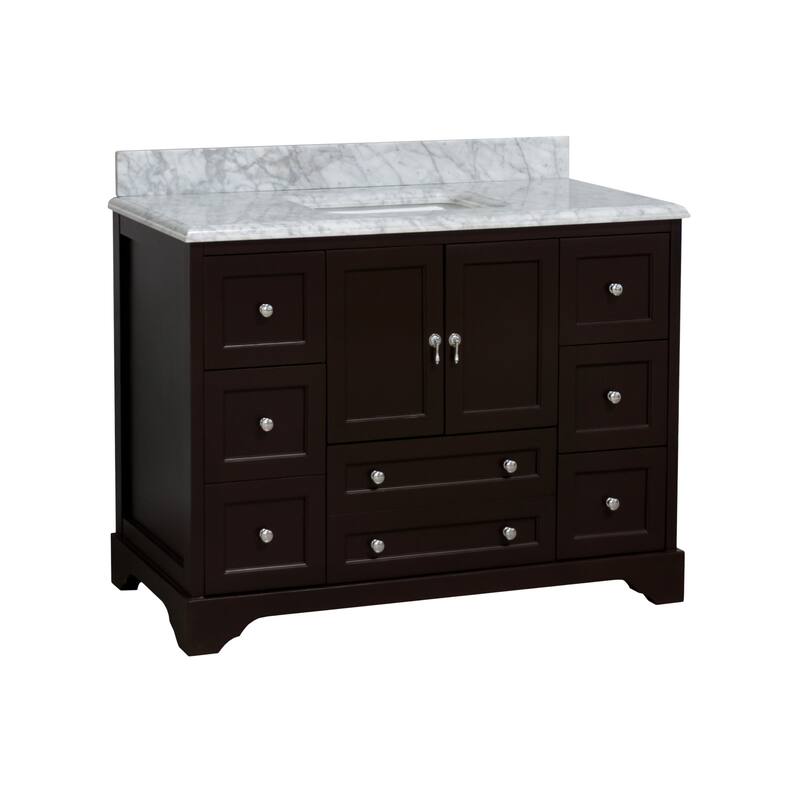 KitchenBathCollection Madison 48" Bathroom Vanity with Carrara Marble Top