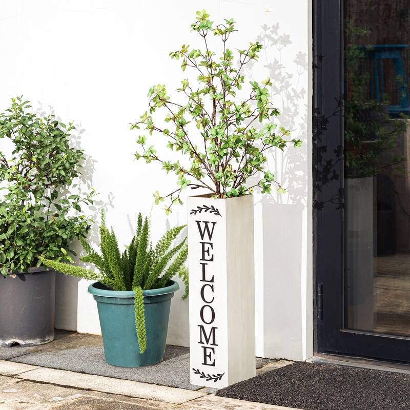 30"H Wooden Welcome Porch Sign Rustic Double Sided Box-shaped "WELCOME, Home" Planter for Front Porch Decor by Glitzhome