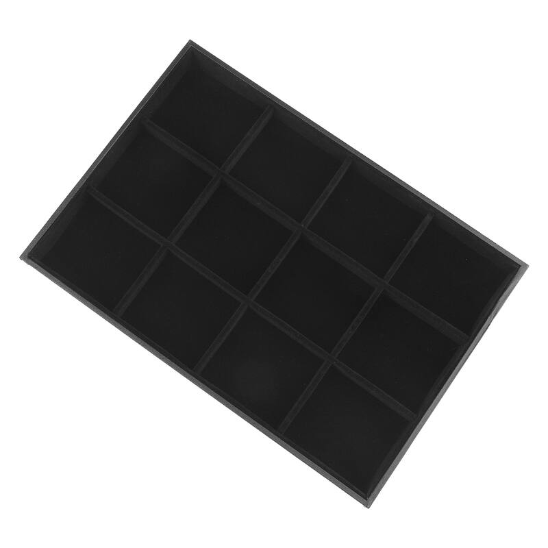 Velvet Jewelry Organizer Trays with Removable Dividers for Drawers, Jewelry Organizer Drawer Case Storage - Black