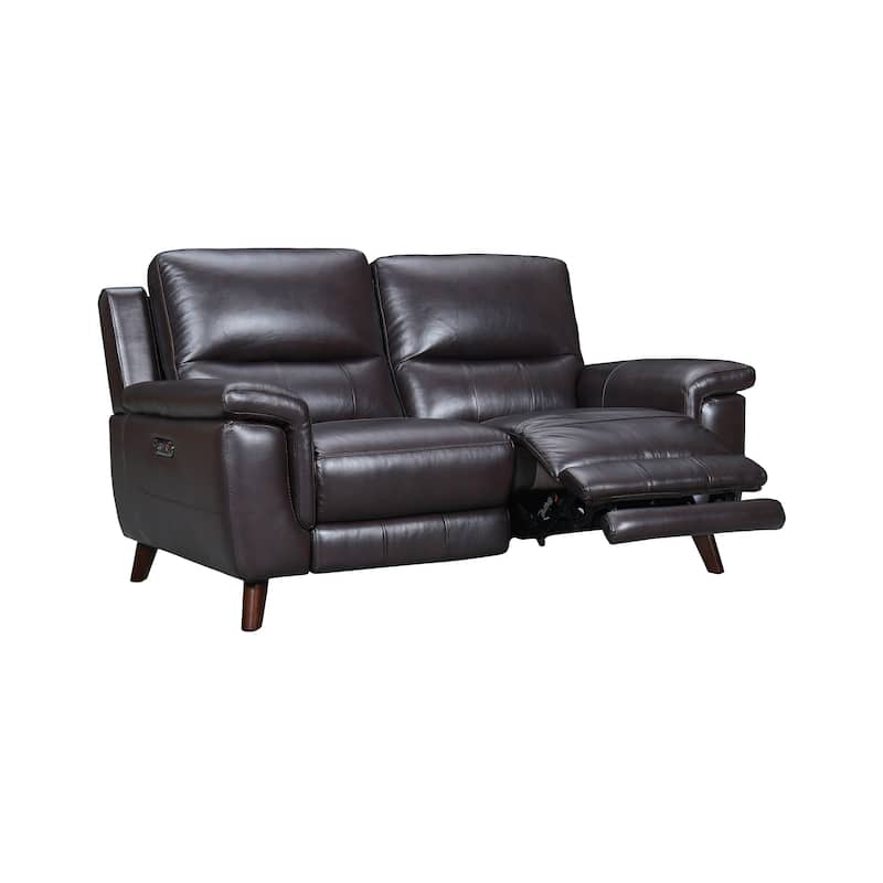 Lizette 65" Dove Grey or Brown Leather Power Recliner Loveseat with USB