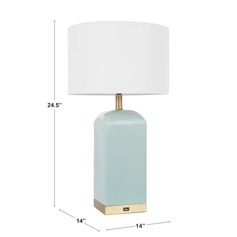 Carmen Contemporary Ceramic Table Lamp with USB Port - N/A