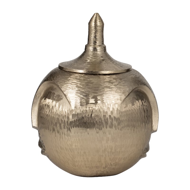 Sagebrook Home Metal Face Jar With Lid - 10" x 10" x 13"