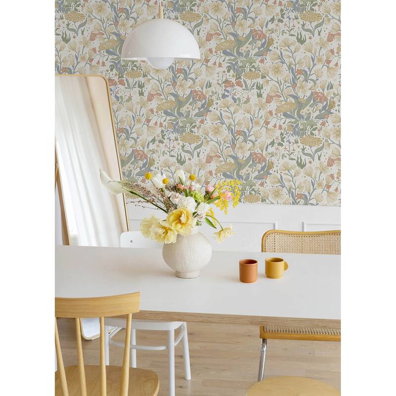 A-Street Prints Hava Neutral Meadow Flowers Wallpaper