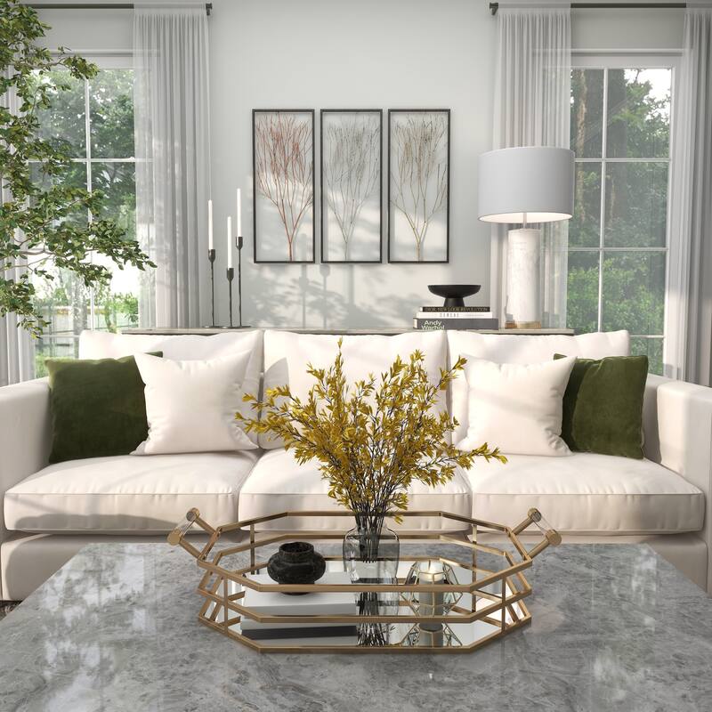 Black Metal Branch Tree Home Wall Decor with Metallic Copper, Silver, and Gold (Set of 3)