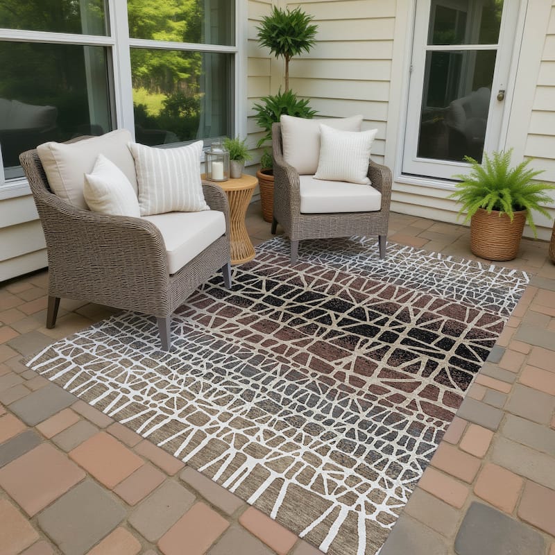 Machine Washable Indoor/ Outdoor Boho Global Chantille Rug - Brown - 3' x 5'