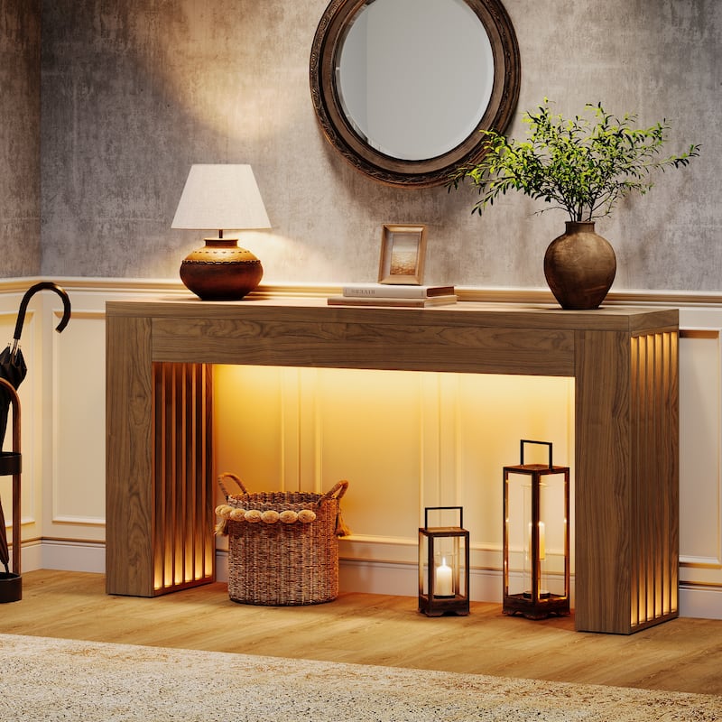 59-Inch Console Table for Living Room, Farmhouse Entryway Table