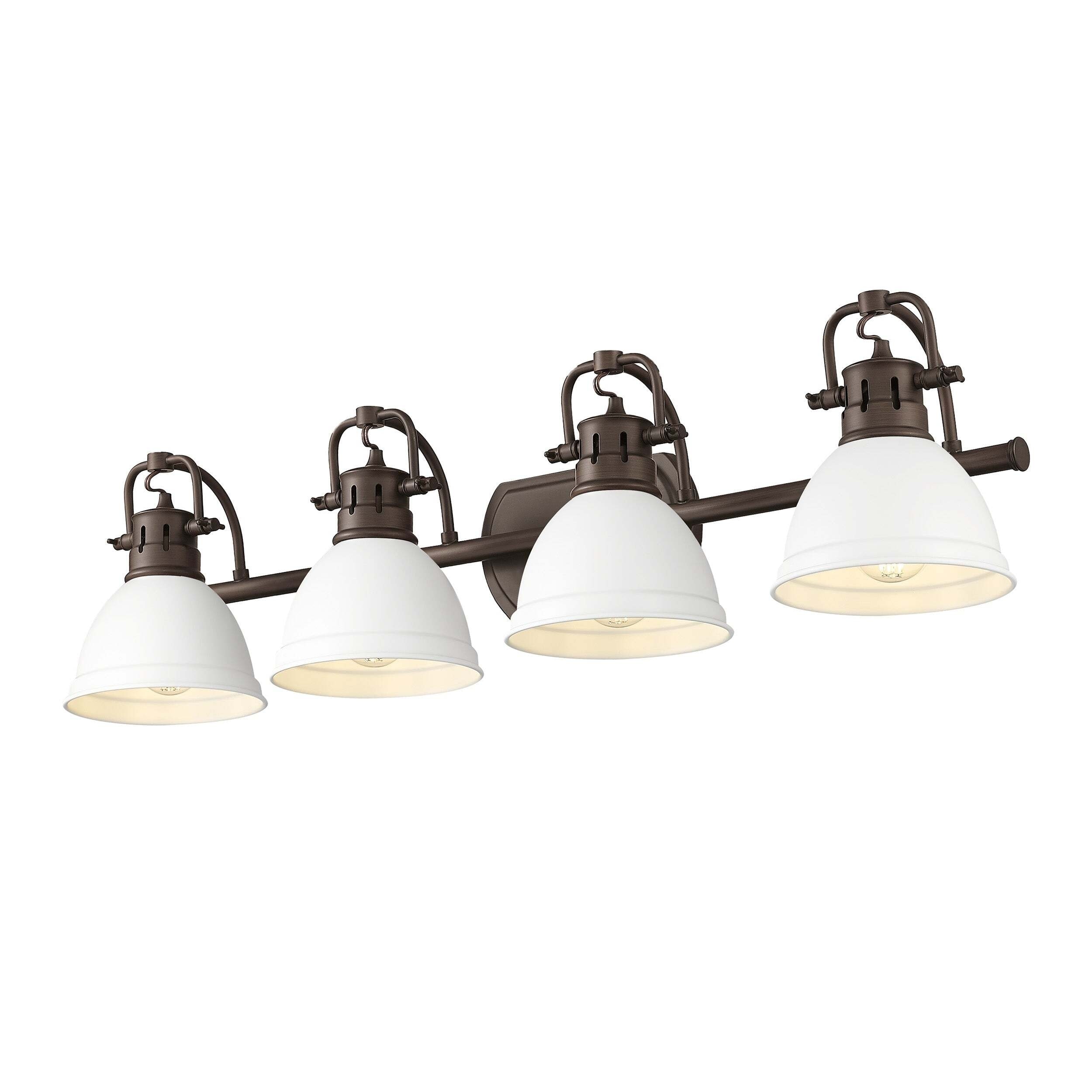 Golden Lighting Duncan 4-Light Vanity Light - Rubbed Bronze - Matte White Shade