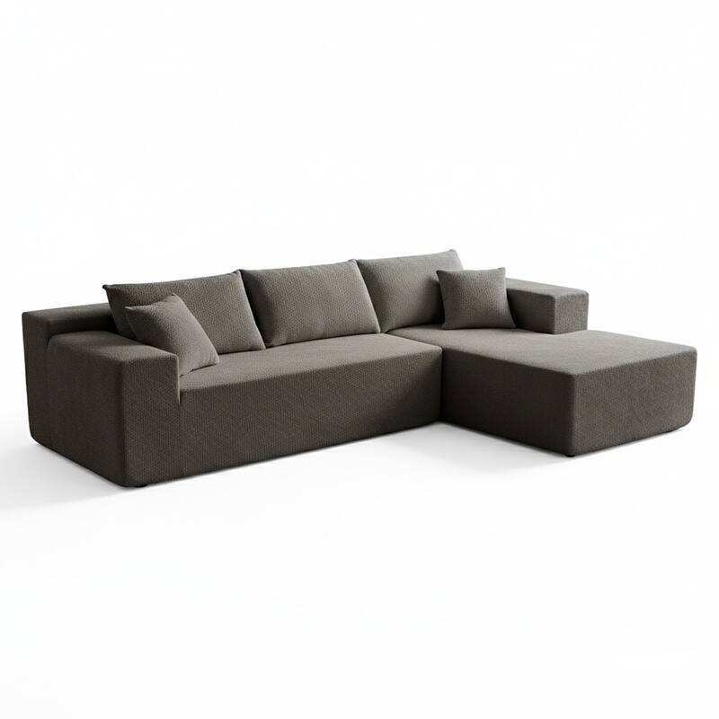 103.54" L-Shaped Modern High-Density Sponge Velvet Modular Sectional Sofa with Chaise & Pillows