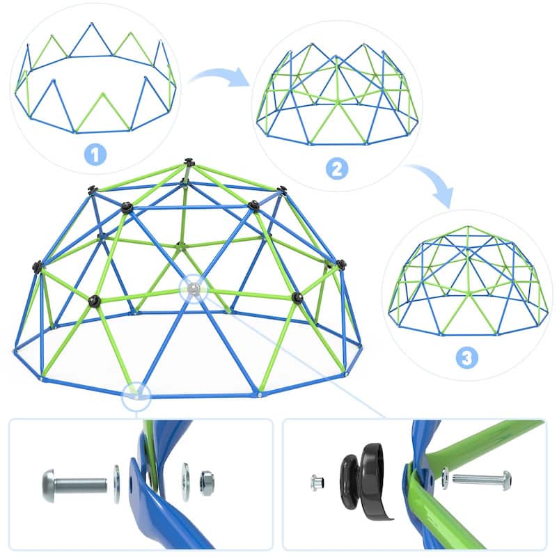 Climbing Dome 10FT Dome Climber Jungle Gym for Kids Indoor Outdoor Play - 120 x 120 x 60 in