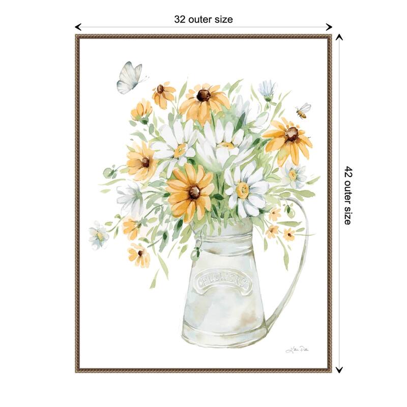 Sunflowers and Daisies II by Katrina Pete Framed Canvas Wall Art Print - 32 x 42 in