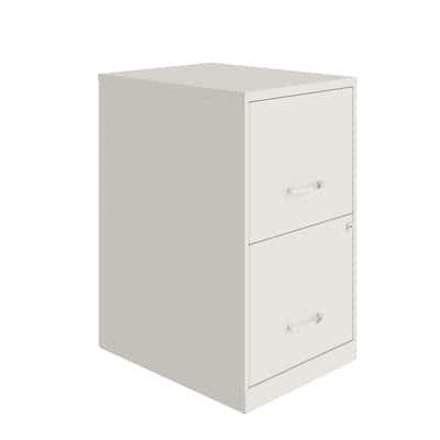 Space Solutions 18in. 2 Drawer Metal File Cabinet, Pearl White