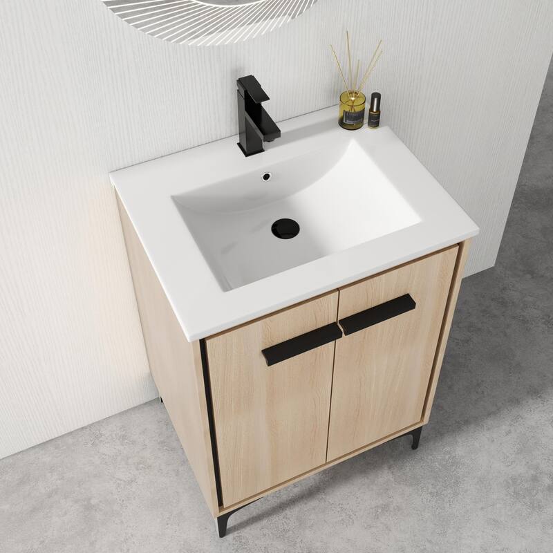 ARTCHIRLY 24/30 Inch Bathroom Vanity with Sink, Freestanding Bathroom Vanity with Soft Close Door and Adjustable Shelf