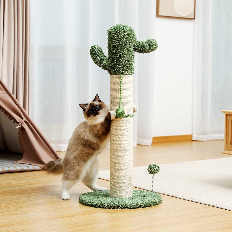 Large Cactus Cat Scratching Post with Natural Sisal Ropes, Cat Scratcher