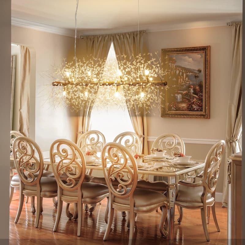 12-Light Modern Crystal Linear Sputnik Starburst Chandelier Dandelion Firework Island Pendant - Gold
