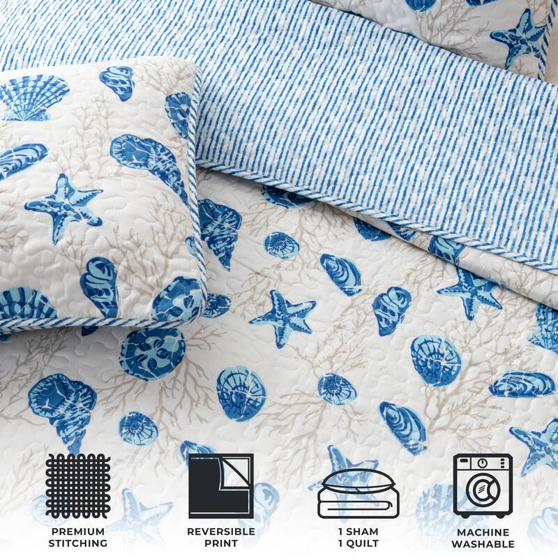 Linery & Co. Coastal Microfiber Quilt Set With Shams.
