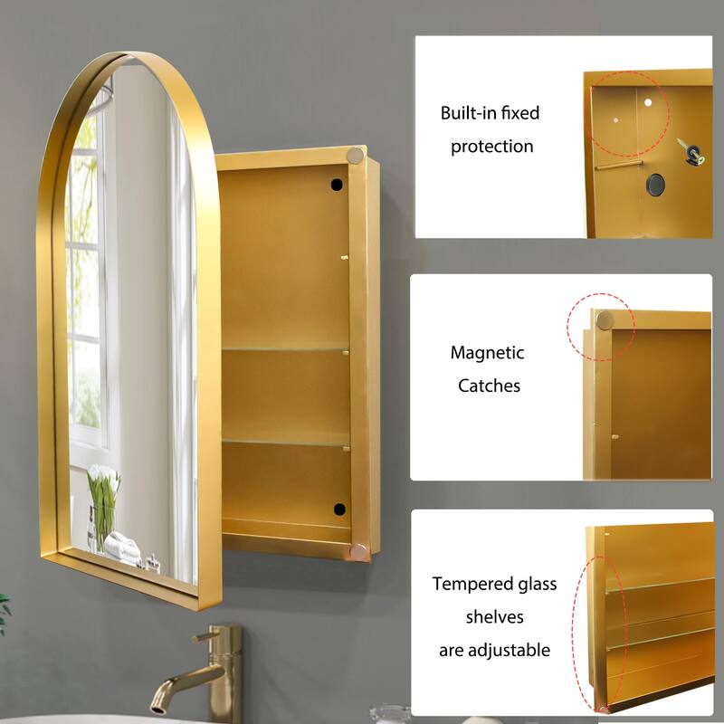 Wall Mount Metal Framed Medicine Cabinet with Storage