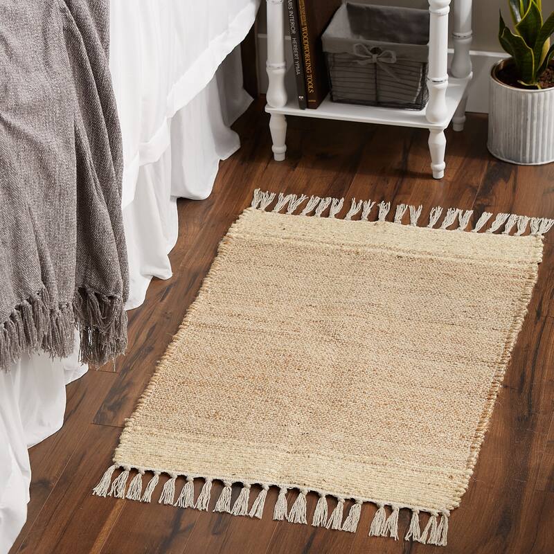 DII Black With Natural Jute Chevron Hand-Loomed Rug - 2' x 3' Oval