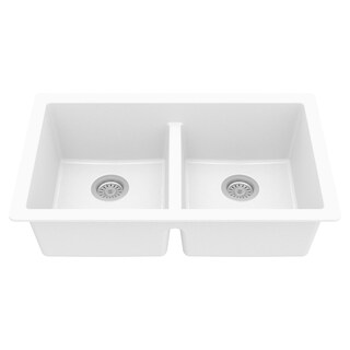 Karran Undermount Double Equal Bowl Quartz Kitchen Sink - 32" x 19.5" x 9" - 32" x 19.5" x 9"