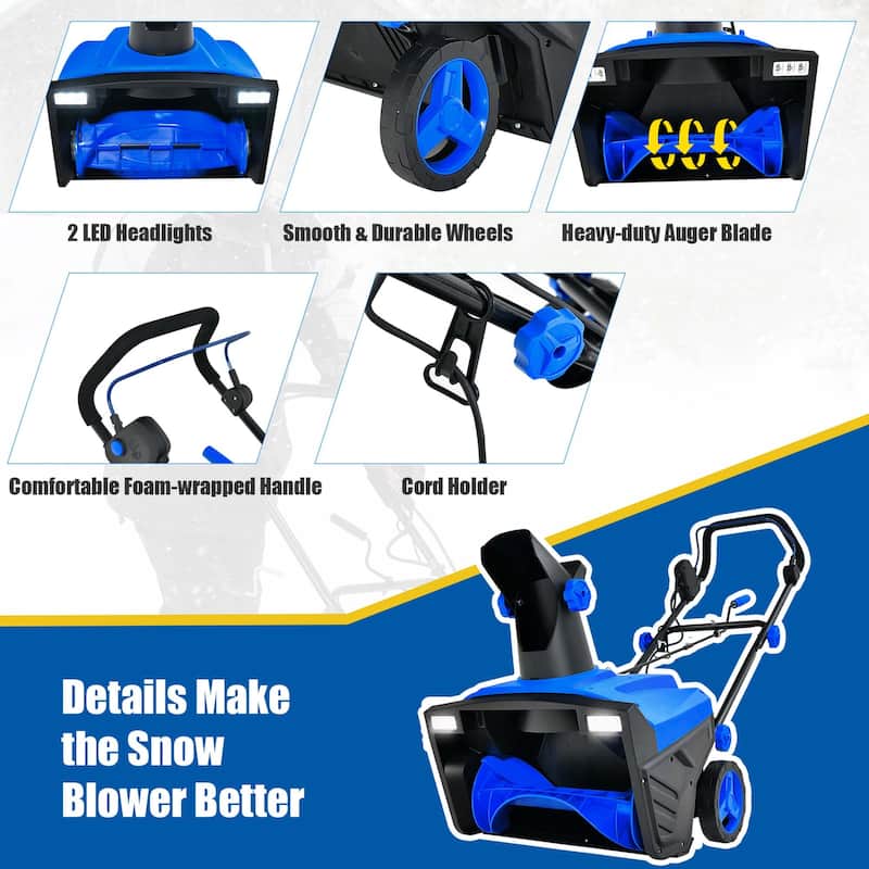 Costway 20" Electric Snow Thrower 120V 15Amp Snow Blower - See Details
