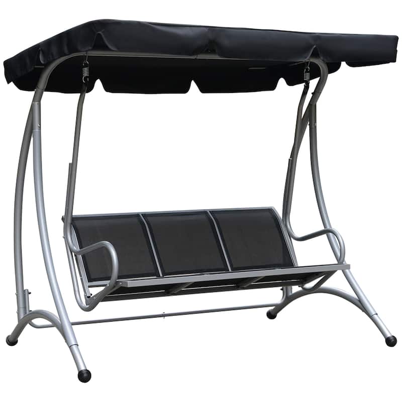 Steel 3-Seat Patio Swing with Canopy - Outdoor Swing Chair and Stand (748lb Capacity)