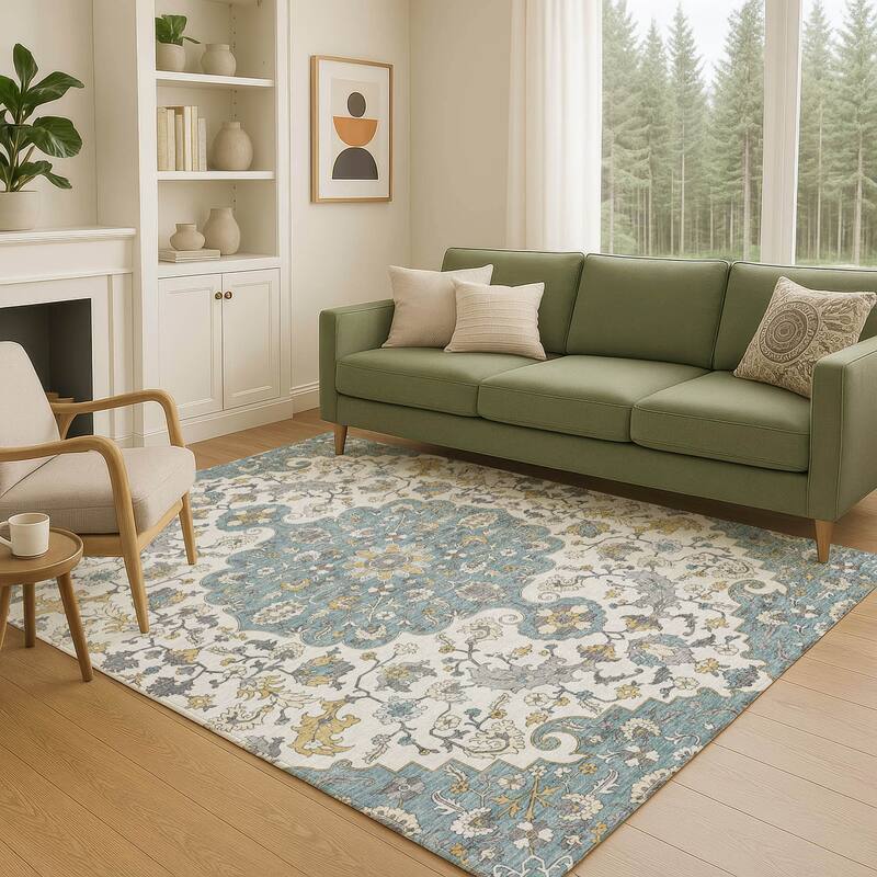 Machine Washable Indoor/ Outdoor Traditional Savannah Chantille Rug