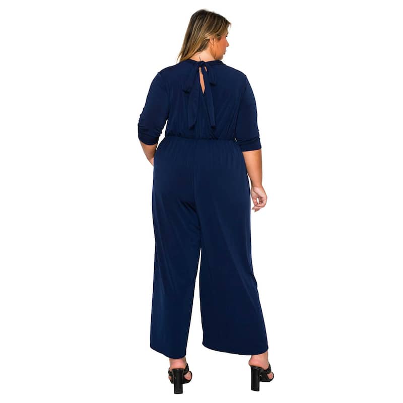 L I V D Women's Plus Size Summer Wide Leg Pocket Jumpsuit