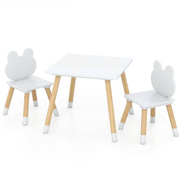 slide 2 of 9, Gymax Kids Table & Chairs Set Children Multi-Activity Desk & White, Natural