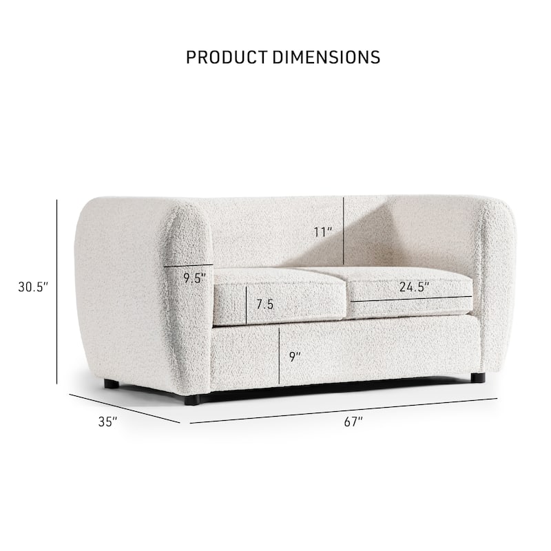 Furniture of America Vanessa Modern Curved Arms Boucle Sofa Set with Seat Cushion and Wooden Legs, 2-Piece or 3-Piece Options