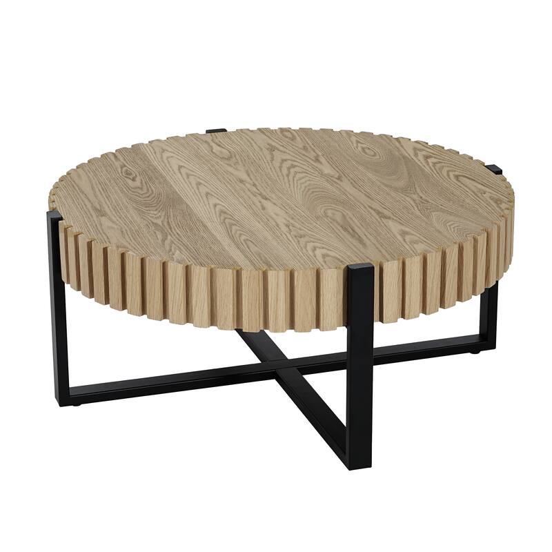 Christopher Knight Home - Forgewood Modern Industrial Round Coffee Table with Metal Base