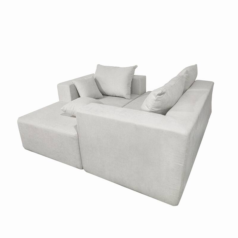 106.69" Linen Sectional Sofa with Left Facing Chaise High-Density Foam and Convertible to Bed and 3+ Configurations