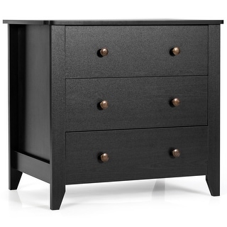 Gymax 3 Drawer Dresser Chest of Drawers Bedside Table for Living Room