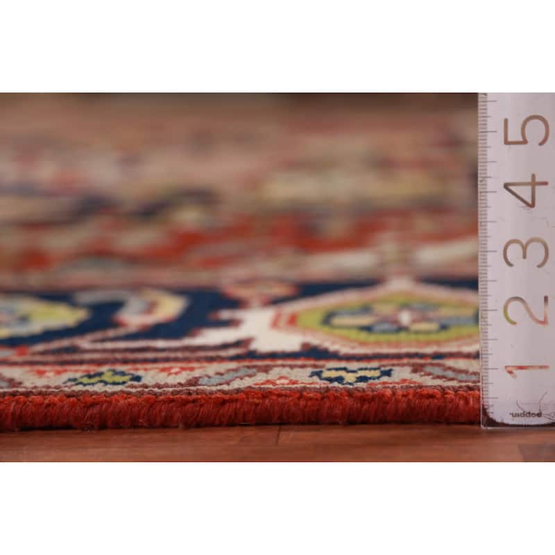 Geometric Orange Heriz Serapi Oriental Rug Hand-Knotted Wool Carpet - 9'0" x 11'10"