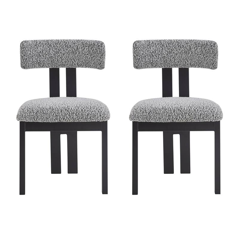 Upholstered Dining Chairs with Metal Legs, Modern Parsons Chair Armless Chairs with U-shaped Backrest, Set of 2