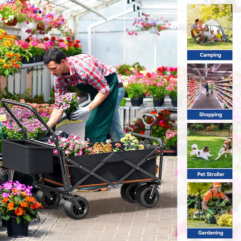 Collapsible Foldable Garden Wagon Cart Utility Cart with Wheels