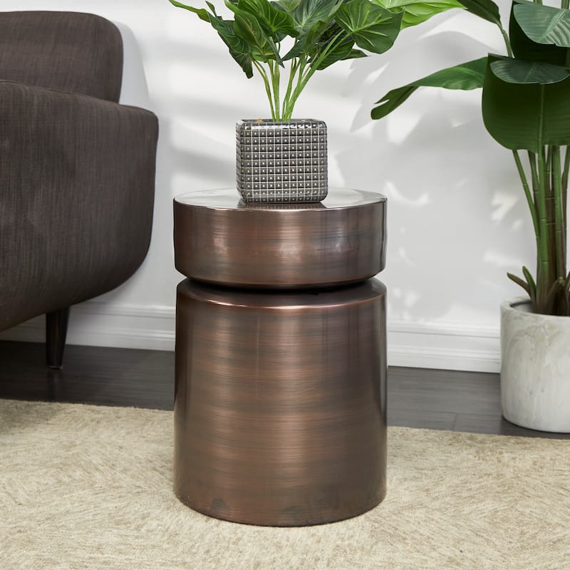 Metal Drum Accent Table - Copper or Black - Roche River Decor