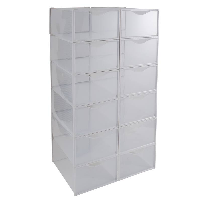 Simplify Set of 12 Stackable Shoe Boxes - 13.15"x 9"x 5.7" - White