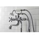 preview thumbnail 28 of 42, Kingston Brass Freestanding Clawfoot Tub Faucet Package with Supply Line in Matte Black
