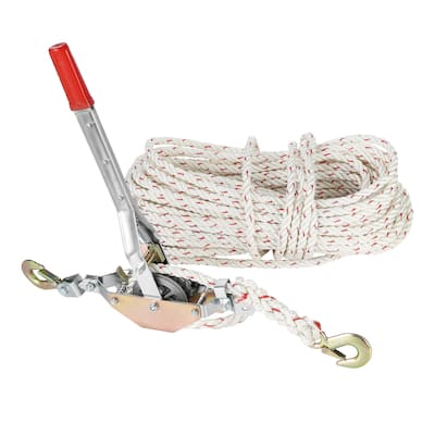 UIMOSO Rope Puller, 3/4 Ton (1,653 lbs) Pulling Capacity, with 100' of 0.6" dia. Rope, 2 Hook, Come Along Winch