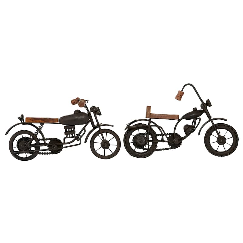 Brown or Gold Metal Motorcycle Sculpture (Set of 2)