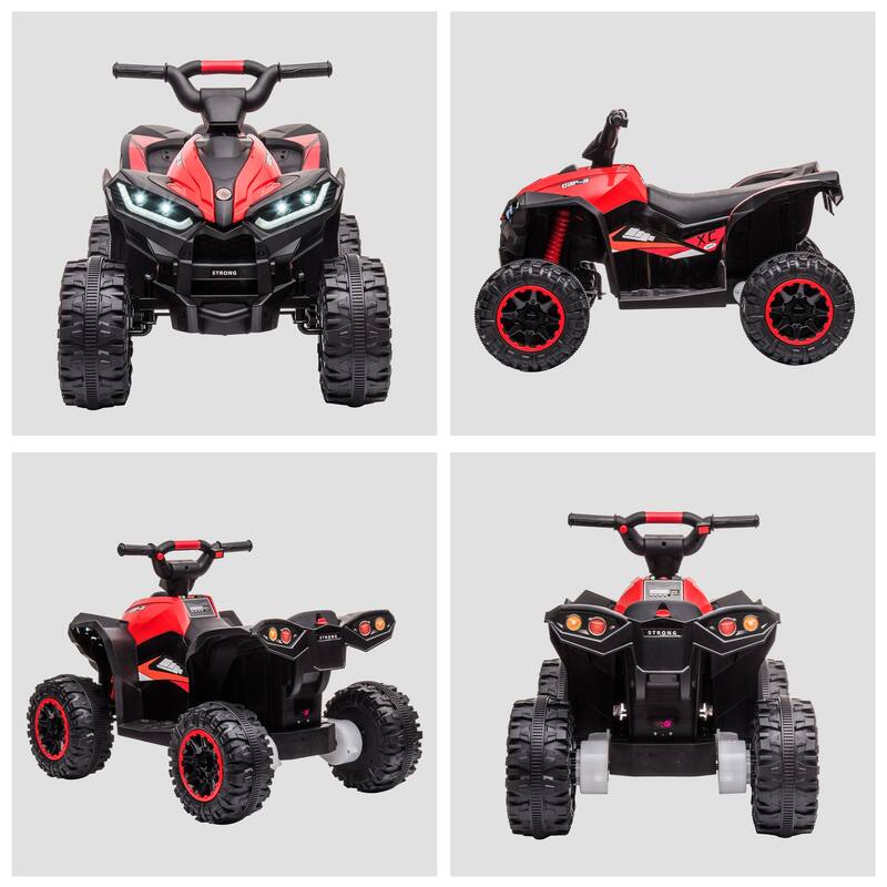 12V Electric ATV for Kids, 4-Wheeler Ride-On with Wear-Resistant Wheels, Music, and Lights, Red