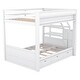 preview thumbnail 9 of 37, Convertible Design Full over Full Size Wooden Bunk Bed with Storage Staircase, Bedside Table, and 3 Drawers,Space Saving-White